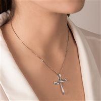 Pendentif Mirco Visconti Femme Girocollo croce in Or blanc Diamante 0.25 Ct MV23/30 - MV23/30